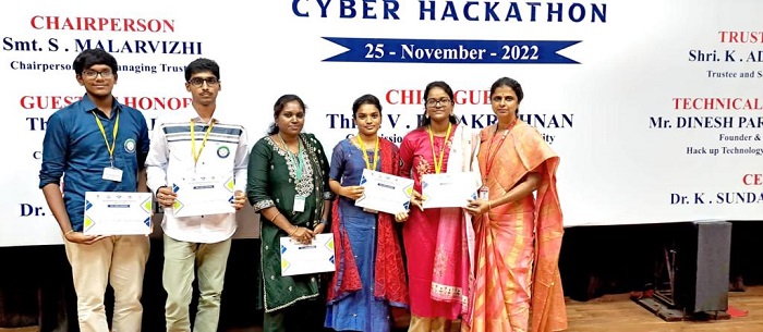 Students team(2024 Batch) has won the SECOND prize in Cyber Hackathon’ 2022 held at Sri Krishna Arts and Science College, Coimbatore on 25.11.2022.