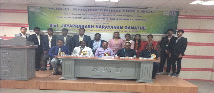 Shri. Jayaprakash Narayanan Ganathe, Service Delivery Manager, TCS, Chennai has inaugurated the CSI Student Chapter and CSE Students Association for the academic year 2022 - 2023.